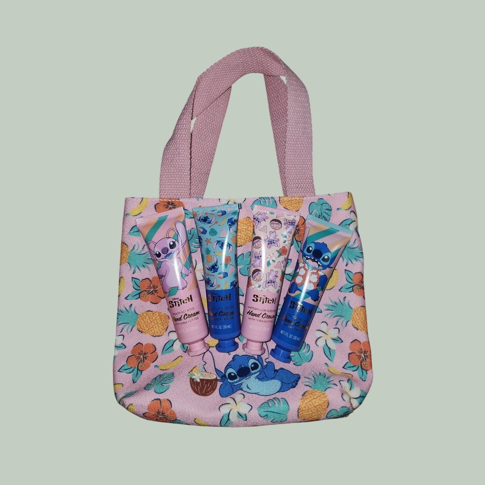 Disney Stitch Hand Cream Gift Set with Mini Tote Bag and Crew Socks Size 9-13